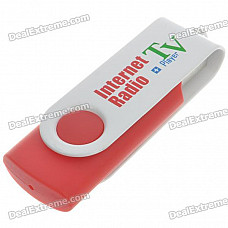 Compact USB Worldwide Internet TV/Radio/Games/MTV/VOD Stations Player Dongle (White + Red)