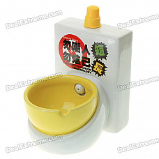 Ceramic Toilet Style Ashtray - White + Yellow