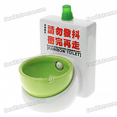 Ceramic Toilet Style Ashtray - White + Green