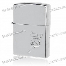 3D Skull & Sword Pattern Fuel Lighter - Silver