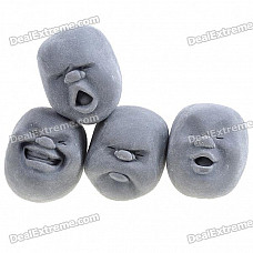 Cao Maru Stress Balls 4 Lovely Faces Set - Pleasant/Anger/Crying/Laughing (Black)