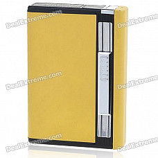 2-in-1 Cigarette Case with Butane Jet Torch Lighter - Yellow (Holds 8 Cigarettes)