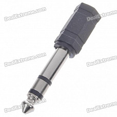 Nickel Plated 3.5mm Female to 6.5mm Male Stereo Audio Adapter - Black