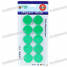 Round Magnetic Button Fridge/Blackboard Magnets - Green (10-Piece Pack)