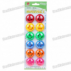 Smile Face Round Magnetic Button Fridge/Blackboard Magnets (12-Piece Pack/Color Assorted)