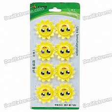 Sunflower Magnetic Button Fridge/Blackboard Magnets - Yellow (8-Piece Pack)