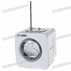 Stylish Portable MP3 Music Speaker with FM Radio/SD Slot/USB Host/Multi-Color LED - White