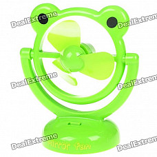 USB/3*AA Powered Cute Frog Style 3-Blade Cooling Desk Fan - Green