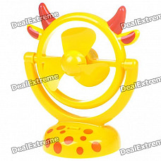 USB/3*AA Powered Cute Deer Style 3-Blade Cooling Desk Fan - Yellow