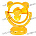 USB/3*AA Powered Cute Bear Style 3-Blade Cooling Desk Fan - Yellow