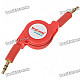 3.5mm Stereo Audio Male to Male Retractable Connection Cable - Red