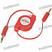 3.5mm Stereo Audio Male to Male Retractable Connection Cable - Red