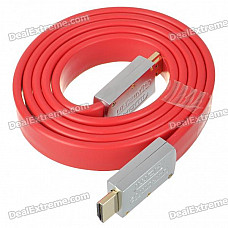 Gold Plated HDMI V1.4 M-M Flat Connection Cable - Red (1.2M-Length)