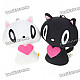 Mini Cat Couple Figure Toy with Suction Cups - White + Black (Pair)