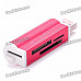 USB 2.0 Multi-in-One Mini SD/MMC/M2/MS/TF/SDHC Card Reader - Deep Pink (Max 32G)