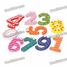 Colorful 0-9 Arabic Numbers Wooden Fridge Magnet Toys (10-Piece Pack)