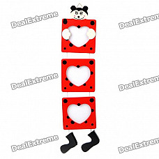 Cute Bear 3-Picture Wooden Hanging Photo Frame - Red (8*7cm)