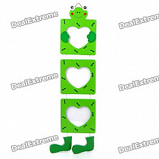 Cute Frog 3-Picture Wooden Hanging Photo Frame - Green (8*7cm)