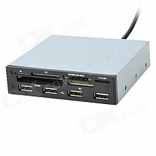 3.5" Internal 4-Port USB 2.0 Hub + MS/M2/XD/TF/CF/SD Card Reader - Black