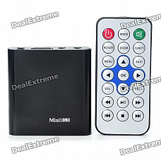 Mini 1080P Full HD Media Player with YPbPr/AV/HDMI/USB HOST/SD - Black