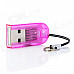 World Smallest Transflash TF / MicroSD USB 2.0 Card Reader Keychain