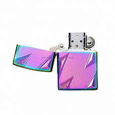 Metallic Oil Lighter with Rainbow and Lightening Design