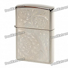 Genuine Zippo Flowers Pattern Fuel Copper Fluid Lighter - Silver