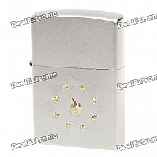 Genuine Zippo Fire Pattern Fuel Copper Fluid Lighter - Silver