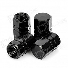 M12(12mm) Universal Fashion Car Tire Valve Caps - Black (4-Piece Pack)