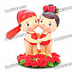 Cute Chinese Style Couple's Resin Display Toy Doll - Standing in The Flowers