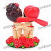 Cute Chinese Style Couple's Resin Display Toy Doll - Standing in The Flowers