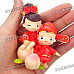 Cute Chinese Style Couple's Resin Display Toy Doll - Sitting on Peaches