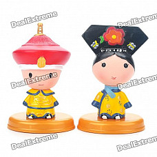 Cute Chinese Style Couple's Resin Display Toy Doll - Emperor and Empress