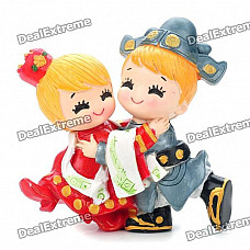 Cute Korean Style Couple's Resin Display Toy Doll - Hugging Bride and Bridegroom