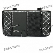 Double-Deck Auto Car Sunshade Board with CD Storage Bag - Black + White (Holds-12CD)