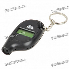 Compact 0.6" LCD Digital Tire Pressure Gauge Keychain - Black (1*CR2032)