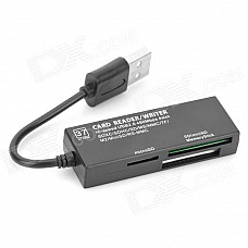 USB 2.0 Multi-in-One SD/M2/TF/MD/MS/MMC Card Reader - Black (Max. 16GB)