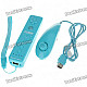 Remote with MotionPlus & Silicone Sleeve + Nunchuck Controller Set for Wii - Blue (2 x AA)