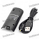 "3600mAh" USB Rechargeable Battery Pack with USB Cable for Wii Remote Controller (Black)
