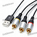 Premium USB TV/AV Composite Cable for Samsung P1000 - Black (144CM-Cable)