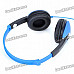 Hi-Fi Stereo Headset with Microphone and Volume Control - Black + Blue (200CM Cable)