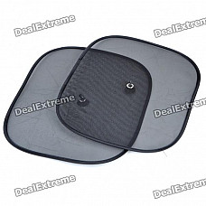 Foldable Car Black Mesh Side Window Sun Shades with Suction Cups (44 x 36CM/2-Pack)