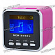 1.4" LCD Mini USB Rechargeable MP3 Player Speaker w/ Alarm Clock/TF/USB/Line In/3.5mm - Deep Pink