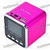 1.4" LCD Mini USB Rechargeable MP3 Player Speaker w/ Alarm Clock/TF/USB/Line In/3.5mm - Deep Pink