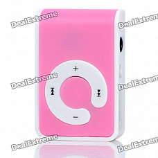 USB Rechargeable Screen-Free MP3 Player with TF Slot/3.5mm Audio Jack/Clip - Pink