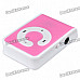 USB Rechargeable Screen-Free MP3 Player with TF Slot/3.5mm Audio Jack/Clip - Pink