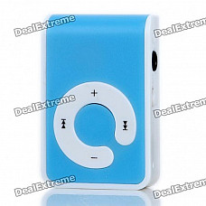 USB Rechargeable Screen-Free MP3 Player with TF Slot/3.5mm Audio Jack/Clip - Blue