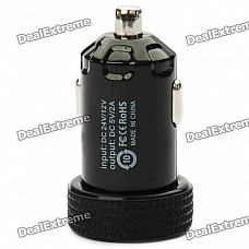 Universal 2000mA USB Car Charger Adapter for Digital Devices - Black (12~24V)