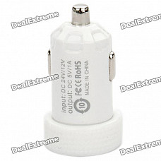 Universal 1000mA USB Car Charger Adapter for Digital Devices - White (12~24V)