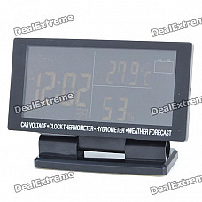 4.6" LCD Car Cigarette Lighter Powered Digital Clock + Voltage + Thermometer + Hygrometer